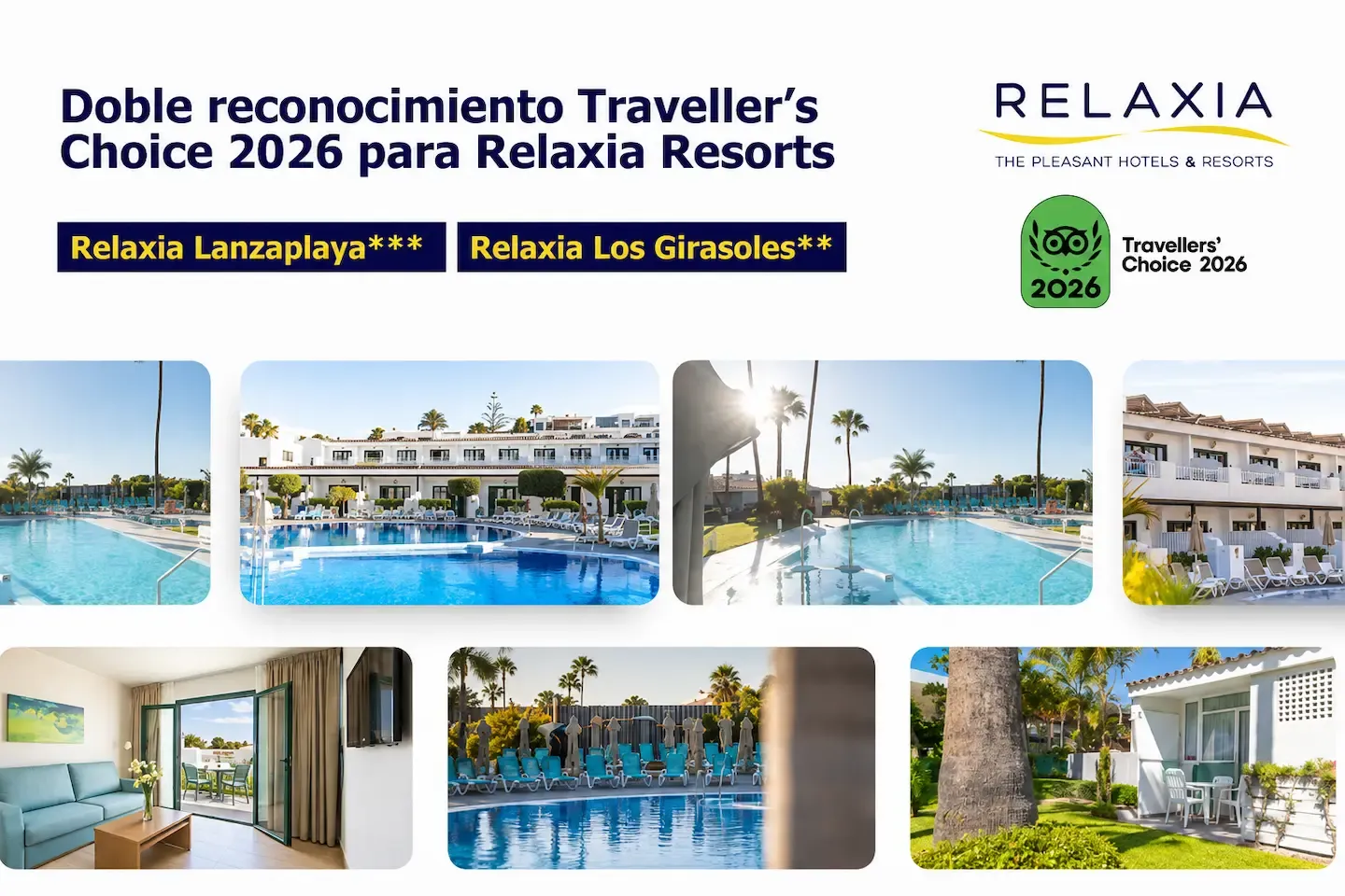 Portada de noticia: Doble reconocimiento Traveller’s Choice 2026 para Relaxia Resorts